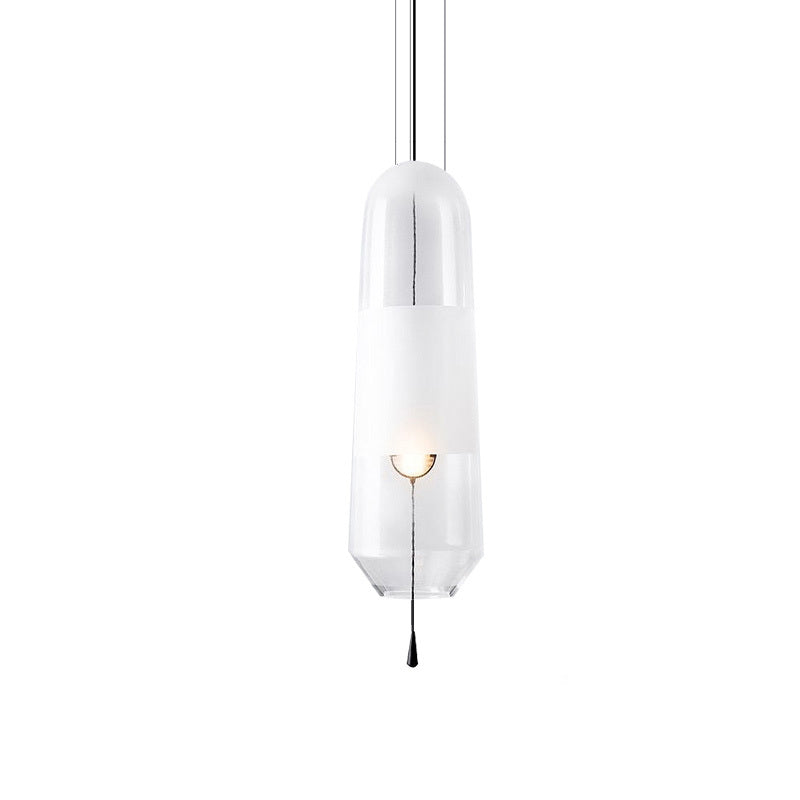 Ellipse Pendant Lighting Lighting Cognac / fumée / verre transparent 1-Light Lampe suspension de plafond simple avec chaîne de traction