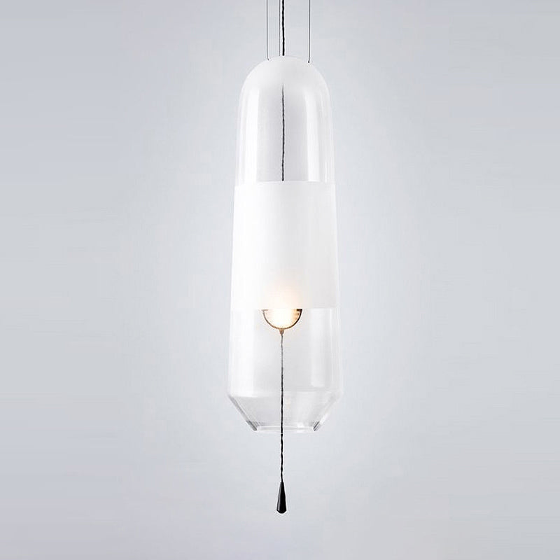 Ellipse Pendant Lighting Lighting Cognac / fumée / verre transparent 1-Light Lampe suspension de plafond simple avec chaîne de traction