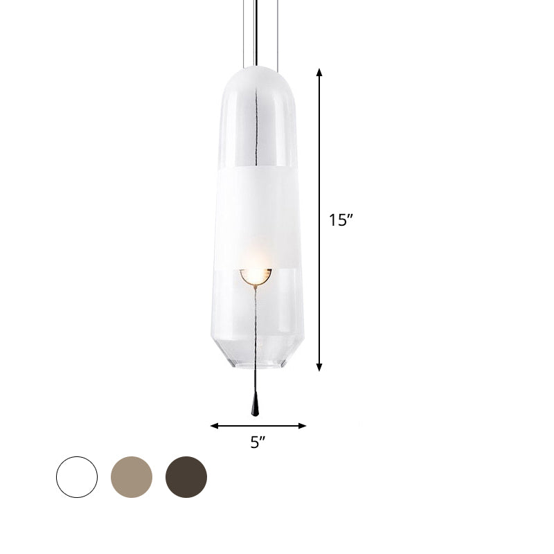Ellipse Bedside Pendant Lighting Cognac/Smoke/Clear Glass 1-Light Simple Ceiling Suspension Lamp with Pull Chain