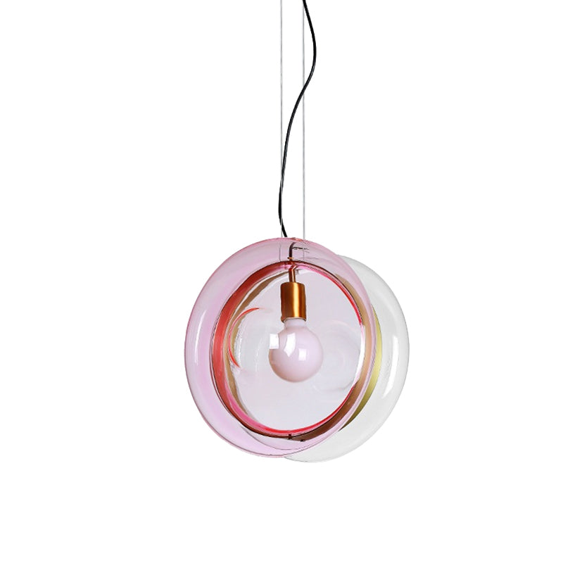 Macaron Whirligig Design hanger licht lichtblauwe/roze/cognac glas 1 kop bistro hangende lampkit