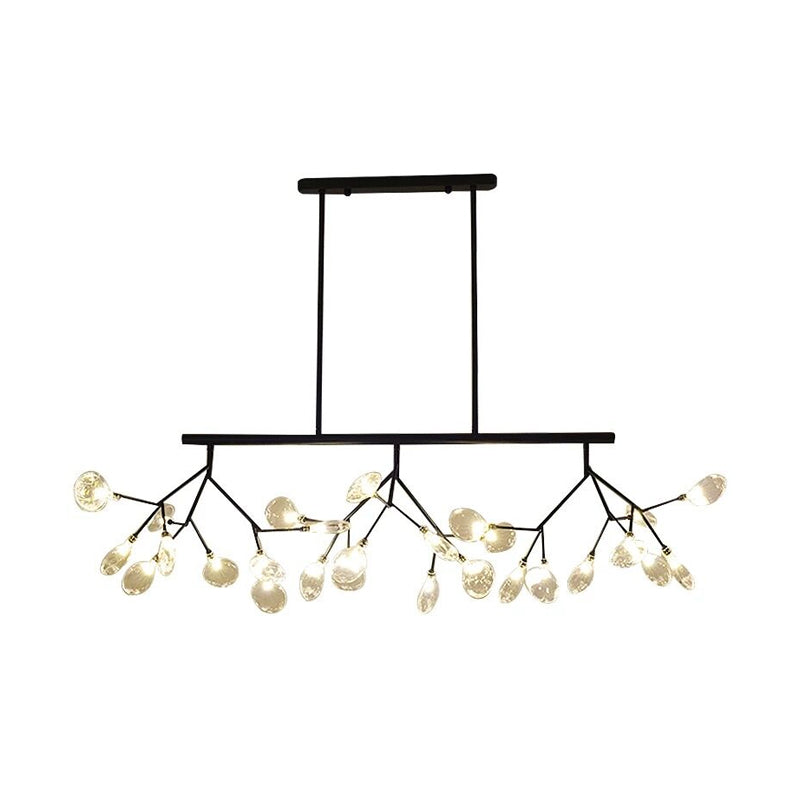 Firefly Hanging Island Light Modernist Clear Glass Dining Table Ceiling Pendant in Black/Gold