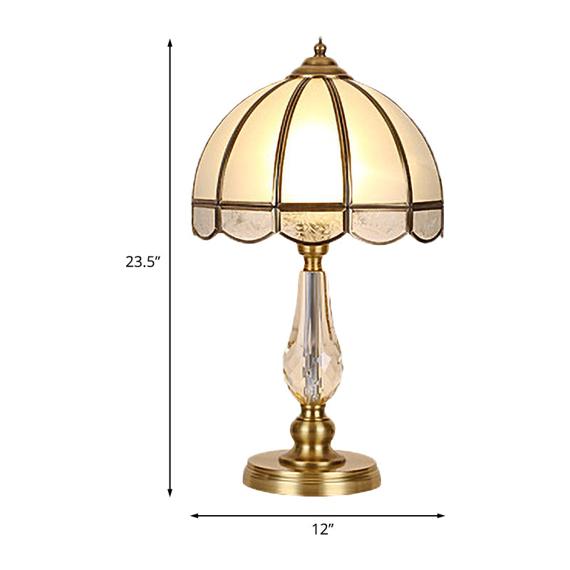 1 lampada da tavolo notturno lampada da tavolo vintage smerlata tonalità beige/vetro smerigliato luce in oro in oro con accento cristallino chiaro