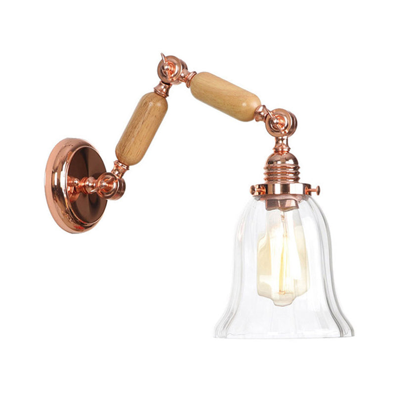 Luz de pared de una bombilla con sombra acampanada Prismática Glass Farmhouse dormitorio Flexión de iluminación de dormitorio