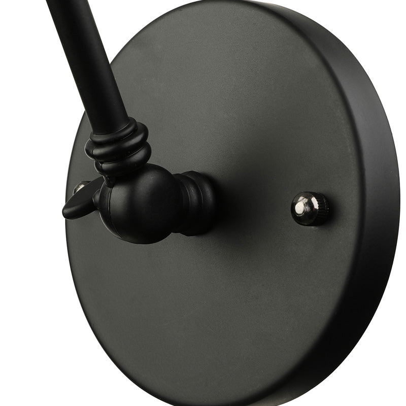 1 Kopfwandlampe mit konischer Schatten und Schwung Arm Metallic Loft Style Innenleuchte in Schwarz/Weiß