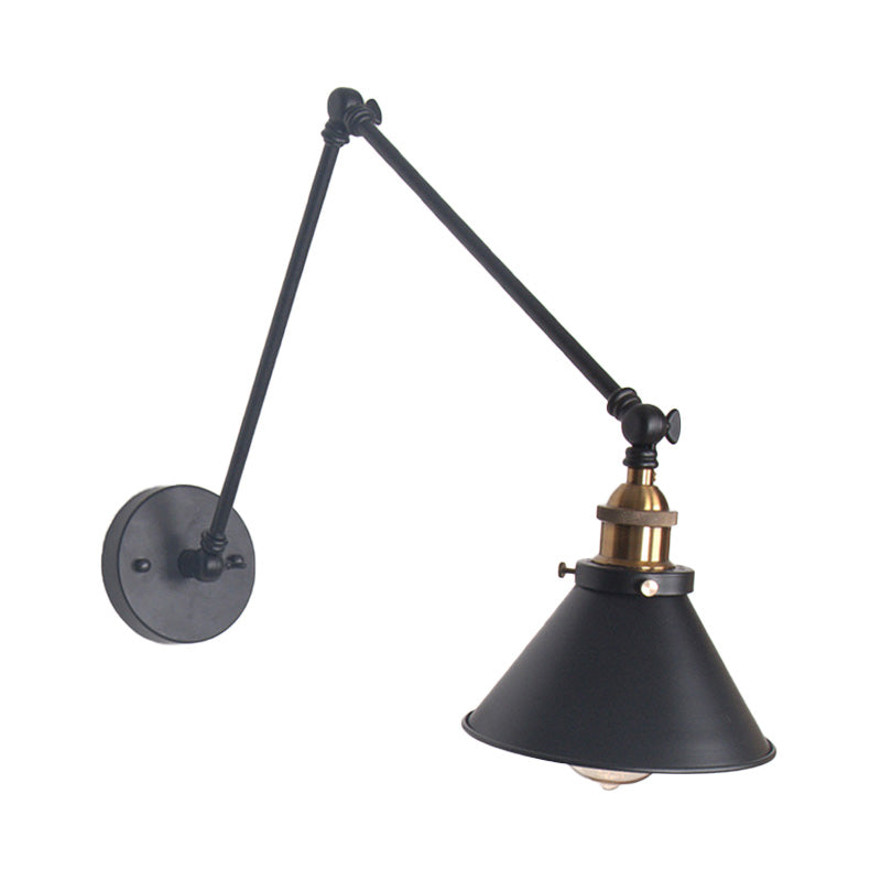 1 leichte verstellbare Wandlampe mit Kegelschatten Metall Retro -Indoor -Wandleuchten in Schwarz/Weiß