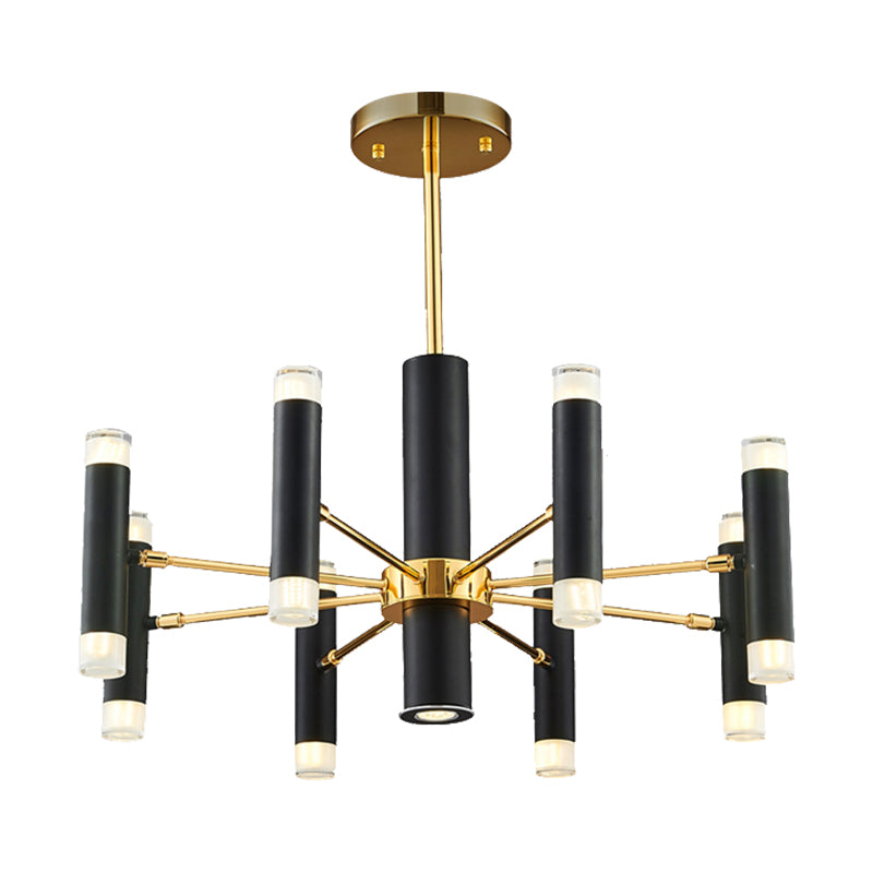 Metal Cylinder Chandelier Light Modern 16/20 Lights Black Ceiling Pendant Light for Dining Room