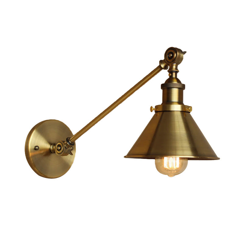 Brass/Bronze 1 Bulb Wall Lamp Vintage Style Metal Tapered Sconce Lighting for Bedroom Bedside