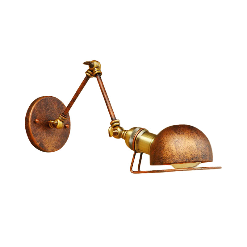 Lampe murale de bol industriel vintage 1 lumière d'éclairage d'écran en fer avec un bras oscillant en noir / laiton
