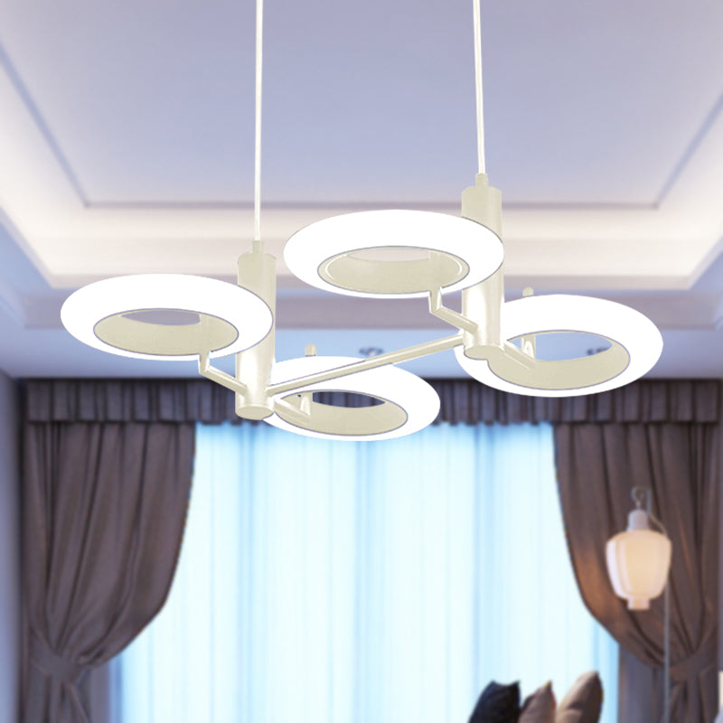 Zwart/wit/bruine donuthangende lampkit Modern 3/4-head acryl kroonluchter hanger in warm/wit licht