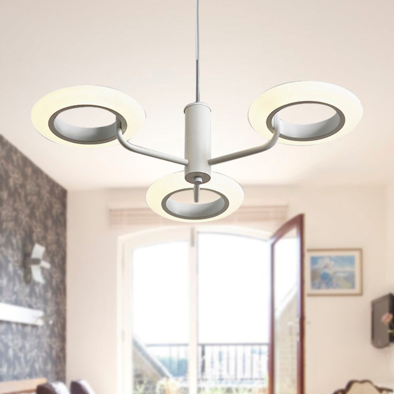 Zwart/wit/bruine donuthangende lampkit Modern 3/4-head acryl kroonluchter hanger in warm/wit licht