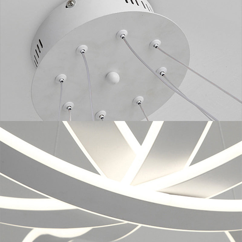 Large/Small Acrylic Ceiling Pendant Contemporary 1 Light White Chandelier in White/Warm/Natural Light