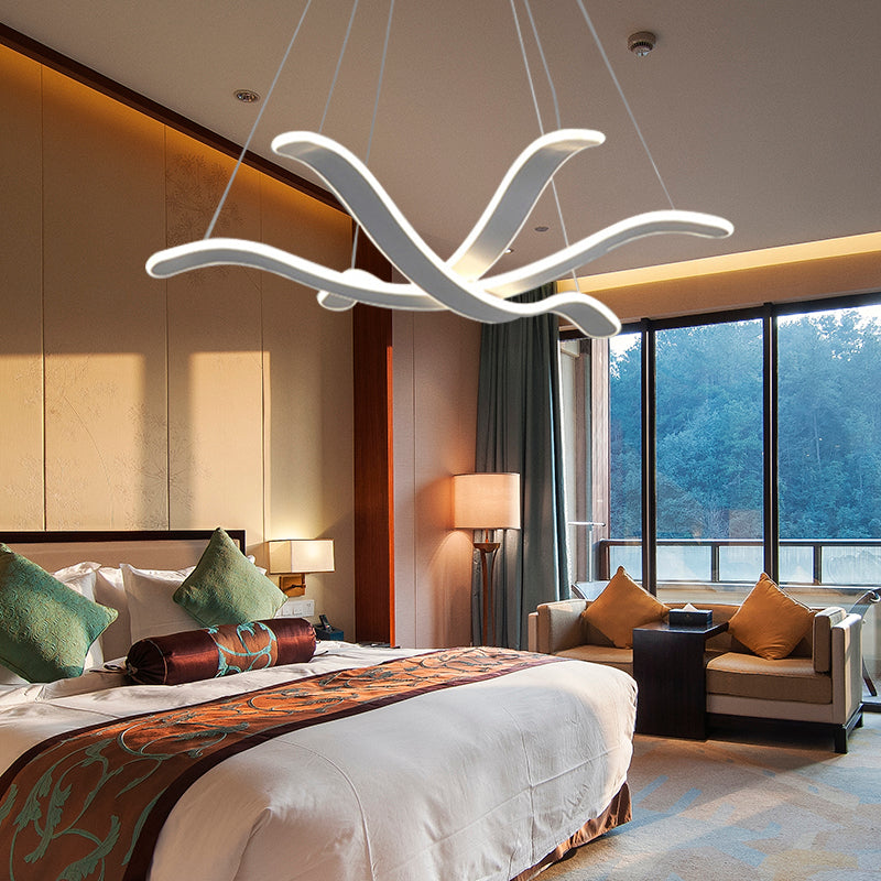 Large/Small Acrylic Ceiling Pendant Contemporary 1 Light White Chandelier in White/Warm/Natural Light