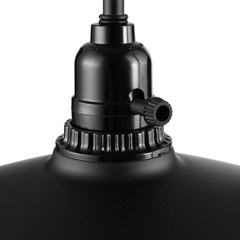Metallic Barn Shade Wandlampe mit Schwanenhalsarm Industrial 1 Glühbirne Schlafzimmer Wandbeleuchtung in Schwarz