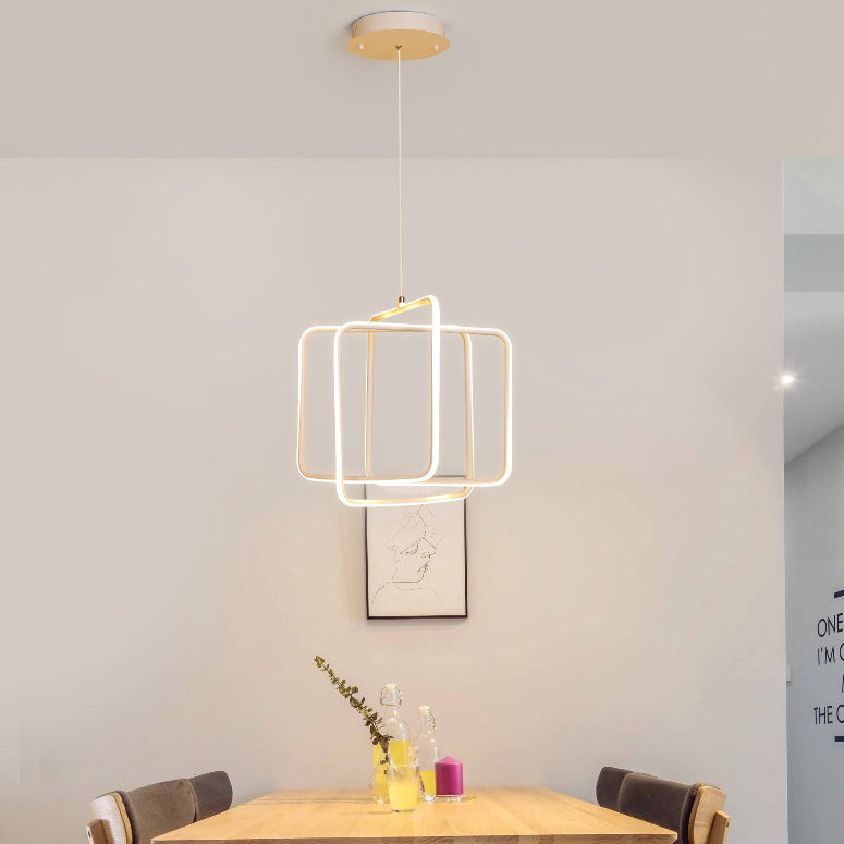 Minimalistisch vierkante LED kroonluchter licht acryl eetkamer drop hanger in warm/wit licht