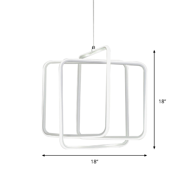 Minimalist Square LED Chandelier Light Acrylic Dining Room Drop Pendant in Warm/White Light