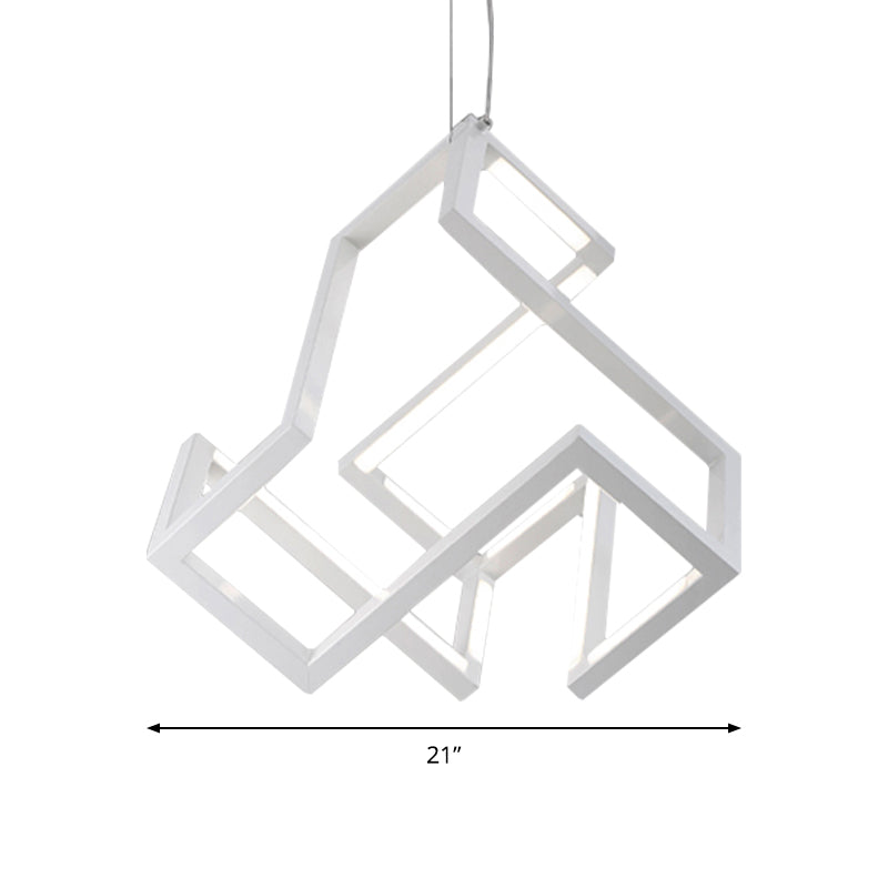 Black/White Geometric Hanging Light Nordic Stylish LED Metallic Pendant Chandelier Light for Bedroom