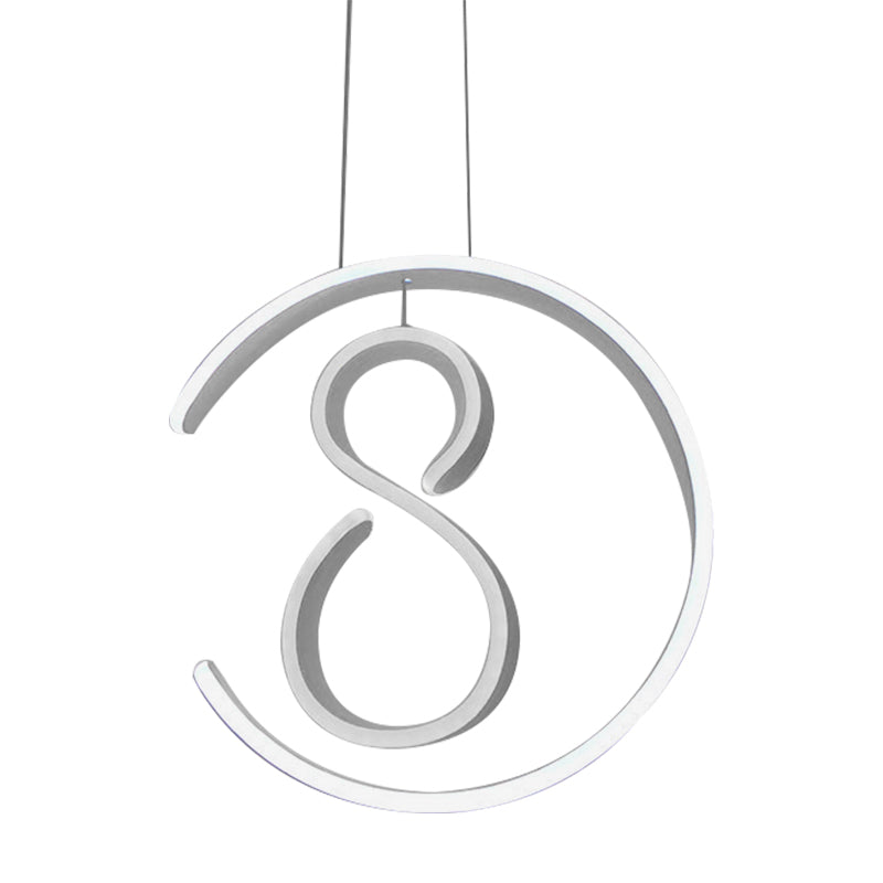 6/7/8-Shaped Drop Pendant Simple Acrylic 1 Light White Chandelier Lamp for Bedroom