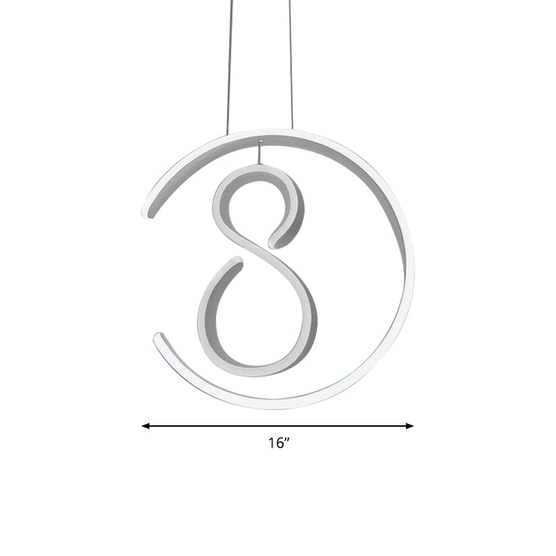 6/7/8-Shaped Drop Pendant Simple Acrylic 1 Light White Chandelier Lamp for Bedroom