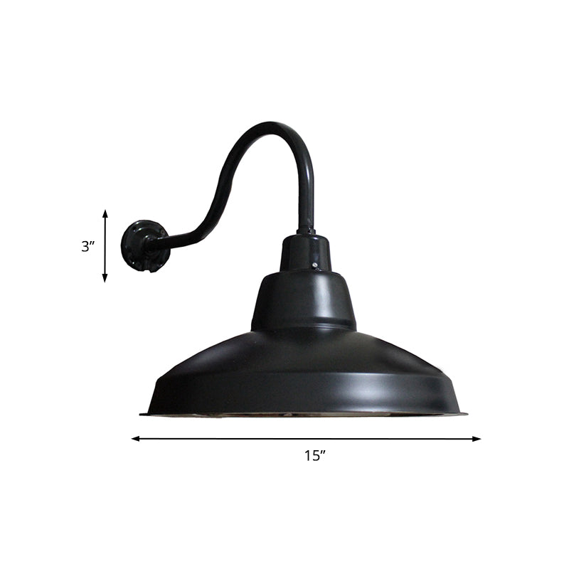 1 Kopfleuchter Lichtleuchte Vintage Schwarz Schmiedeeisenwandlicht mit Schwanenhalsarm für Veranda