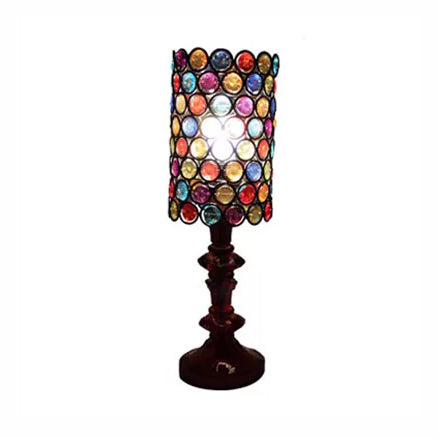 4"/5"/6" Wide Bohemian Cylinder Table Lighting with Colorful Bead 1 Lighting Standing Light in Black