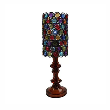 4"/5"/6" Wide Bohemian Cylinder Table Lighting with Colorful Bead 1 Lighting Standing Light in Black