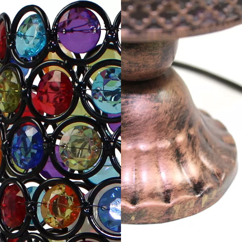 4"/5"/6" Wide Bohemian Cylinder Table Lighting with Colorful Bead 1 Lighting Standing Light in Black