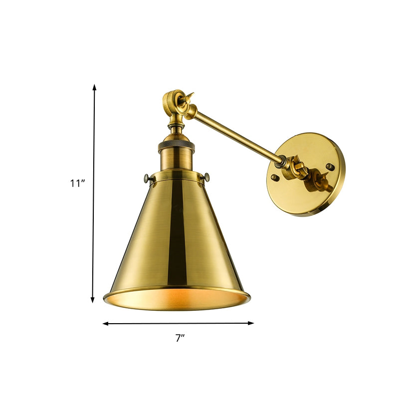 Éclairage mural de salon conical Metallique 1 Head Brass / Bronze Wall Mount Light