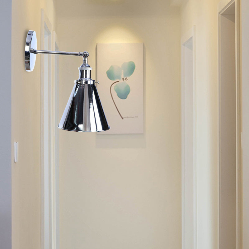 Iluminación de la sala de estar cónica Estilo industrial Metálico 1 Cabeza Luz de montaje de pared de latón/bronce