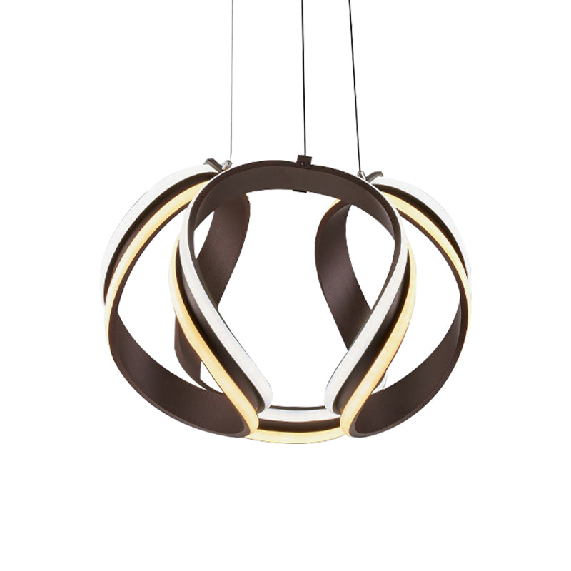 White/Brown Twisted Ceiling Lamp Simplicity Single Light Acrylic Chandelier in Warm/White/Natural Light