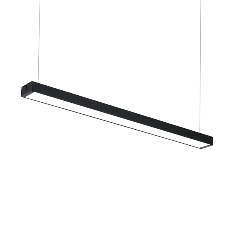 Rectangular Hanging Lamp Modern Metal Led 23.5"/35.5"/47" Wide Black/Silver Ceiling Pendant Light Fixture for Bedroom