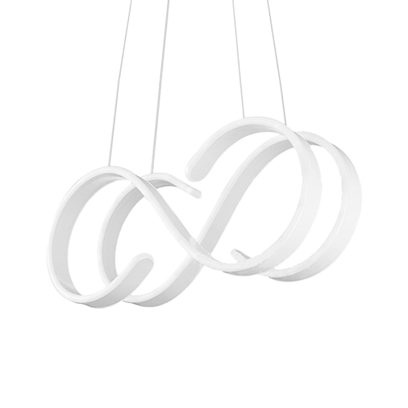 Simple LED 1 Light Drop Pendant with Acrylic Shade White 8-Shaped Chandelier in Warm/White/Natural Light