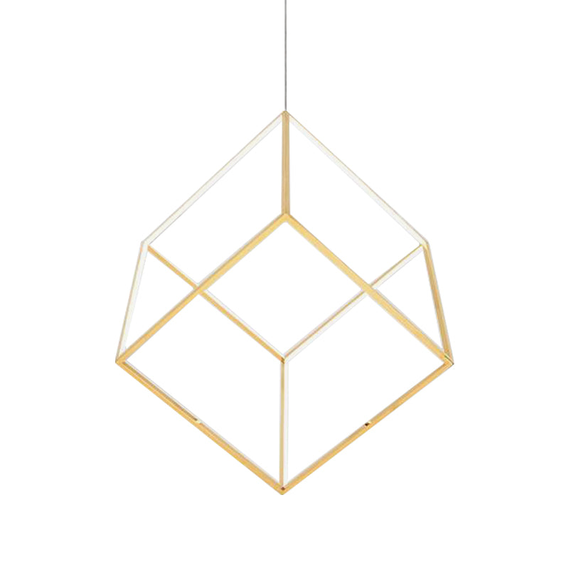 Goldener Kubikschatten hängende Kronleuchter leichter moderner Stil 12 "/16" W LED Metall Anhängerlampe für Schlafzimmer