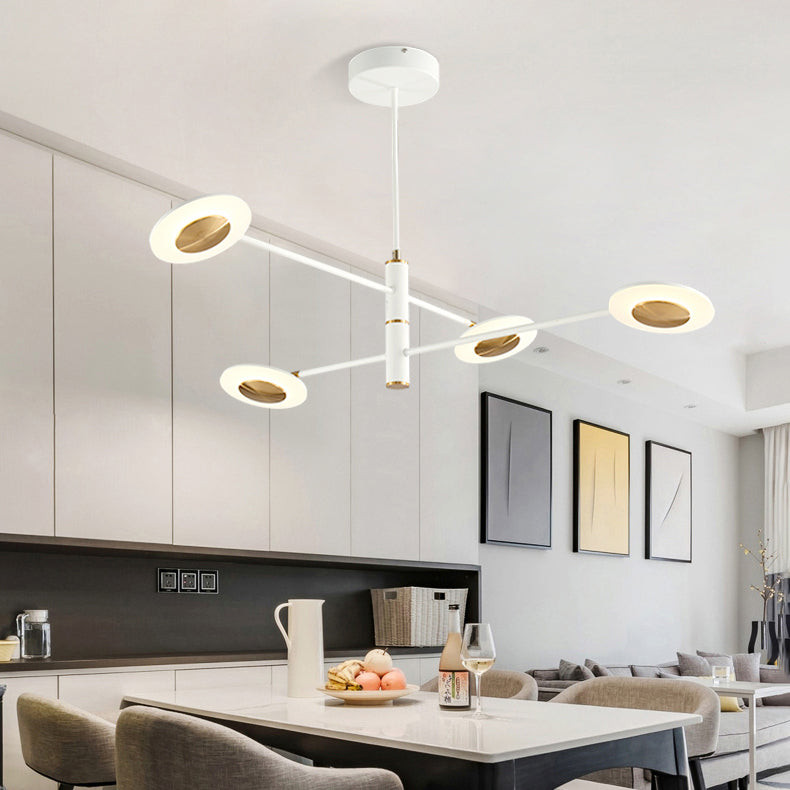 Lámpara de lámpara de discos de múltiples niveles metal y acrílico posmoderno 4/6/8 luces negras/blancas luz colgante para comedor