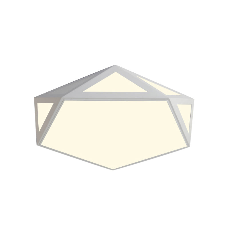 Black/White Pentagon Flush Ceiling Light with Acrylic Shade Simple LED Ceiling Mounted Light for Bedroom, 16.5"/20.5"/24.5" Dia