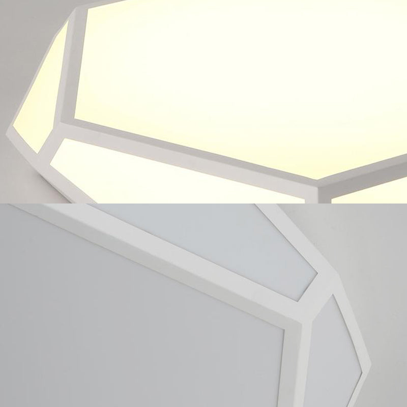 16.5"/20.5" Dia Metal Geometric Flush Mount Lighting with Acrylic Shade Nordic Black/White LED Ceiling Light in Warm/White