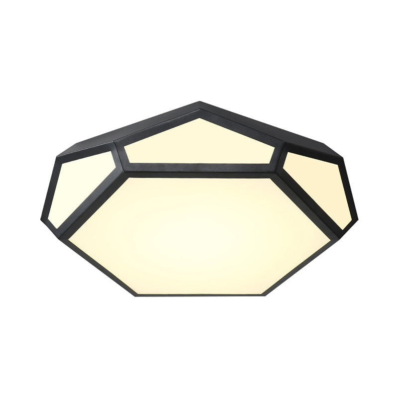 16.5"/20.5" Dia Metal Geometric Flush Mount Lighting with Acrylic Shade Nordic Black/White LED Ceiling Light in Warm/White