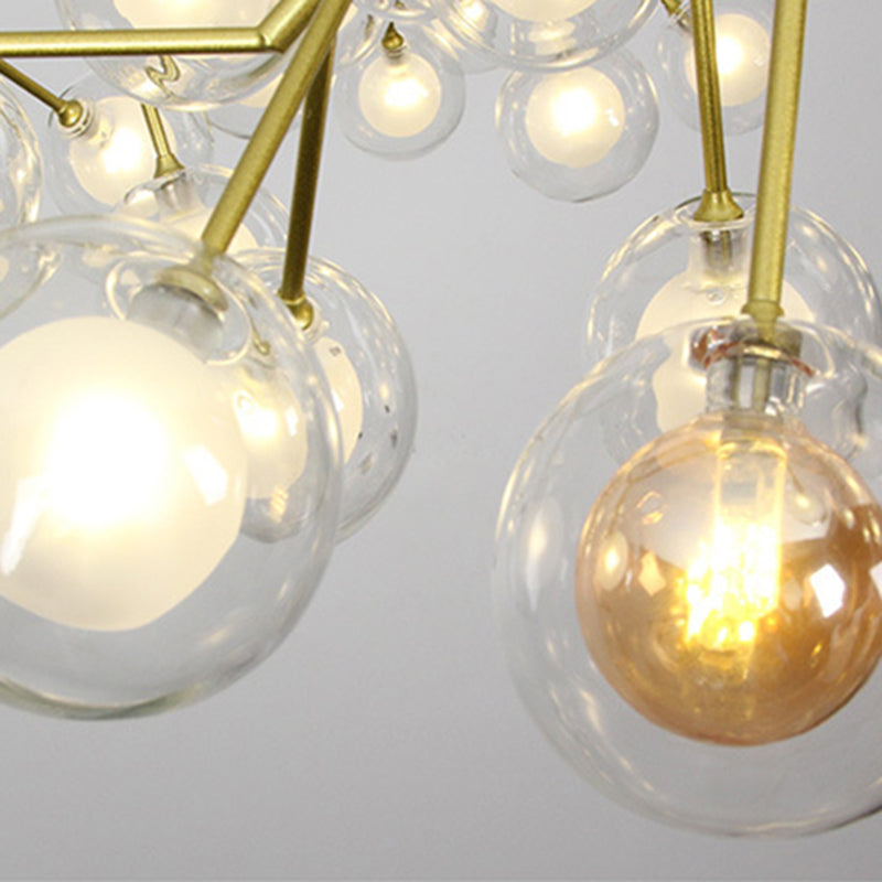 Blase Esszimmer Kronleuchter Licht mit Ast Design Clear Glass 39 "/47" W 27/36-Light Moderne Hanging Lampe in Gold