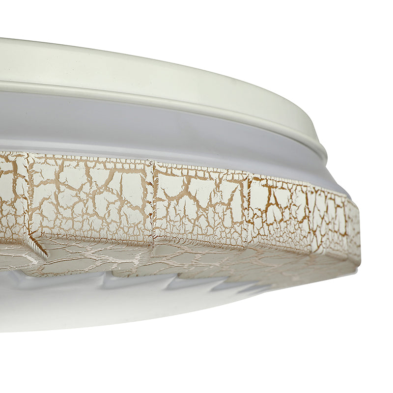 Plafonnier LED minimaliste avec abat-jour en acrylique blanc/bleu/or, plafonnier circulaire craquelé pour chambre à coucher en blanc chaud/blanc, 38,1 cm/48,3 cm de large.