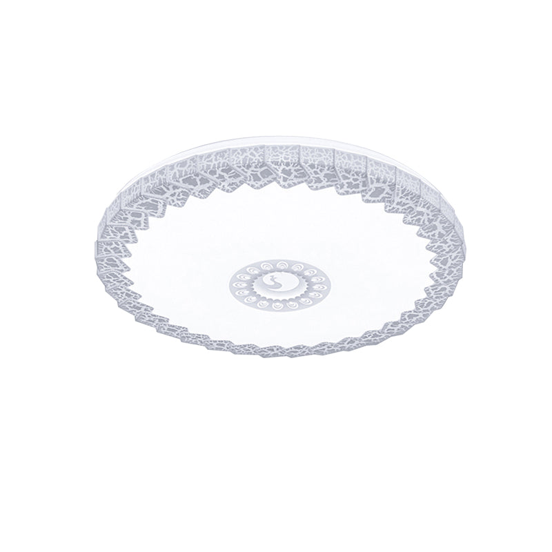 Plafonnier LED minimaliste avec abat-jour en acrylique blanc/bleu/or, plafonnier circulaire craquelé pour chambre à coucher en blanc chaud/blanc, 38,1 cm/48,3 cm de large.