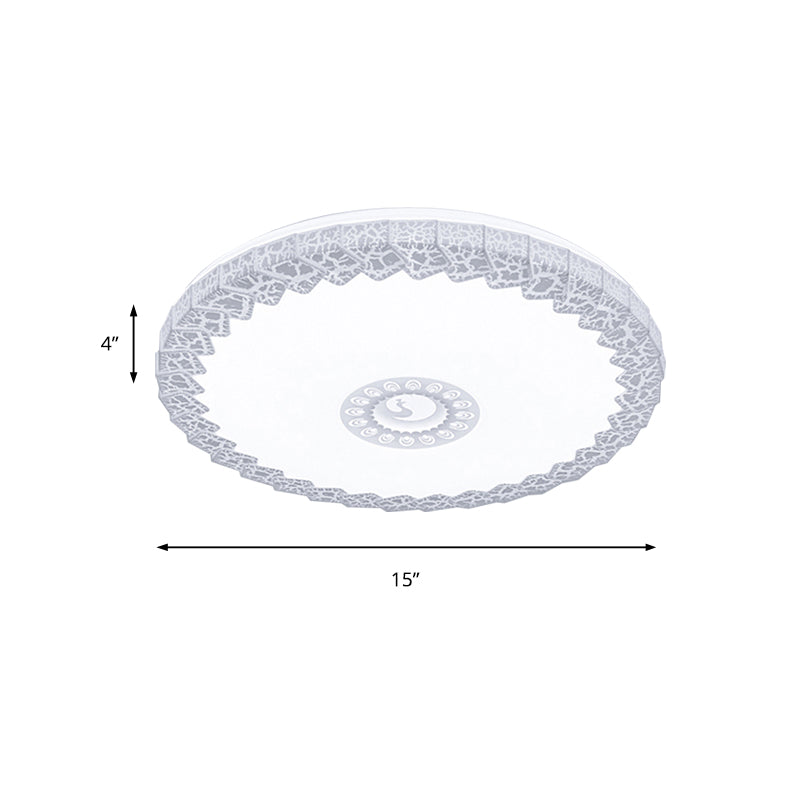 Plafonnier LED minimaliste avec abat-jour en acrylique blanc/bleu/or, plafonnier circulaire craquelé pour chambre à coucher en blanc chaud/blanc, 38,1 cm/48,3 cm de large.