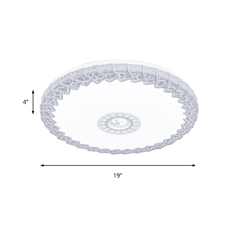 Plafonnier LED minimaliste avec abat-jour en acrylique blanc/bleu/or, plafonnier circulaire craquelé pour chambre à coucher en blanc chaud/blanc, 38,1 cm/48,3 cm de large.