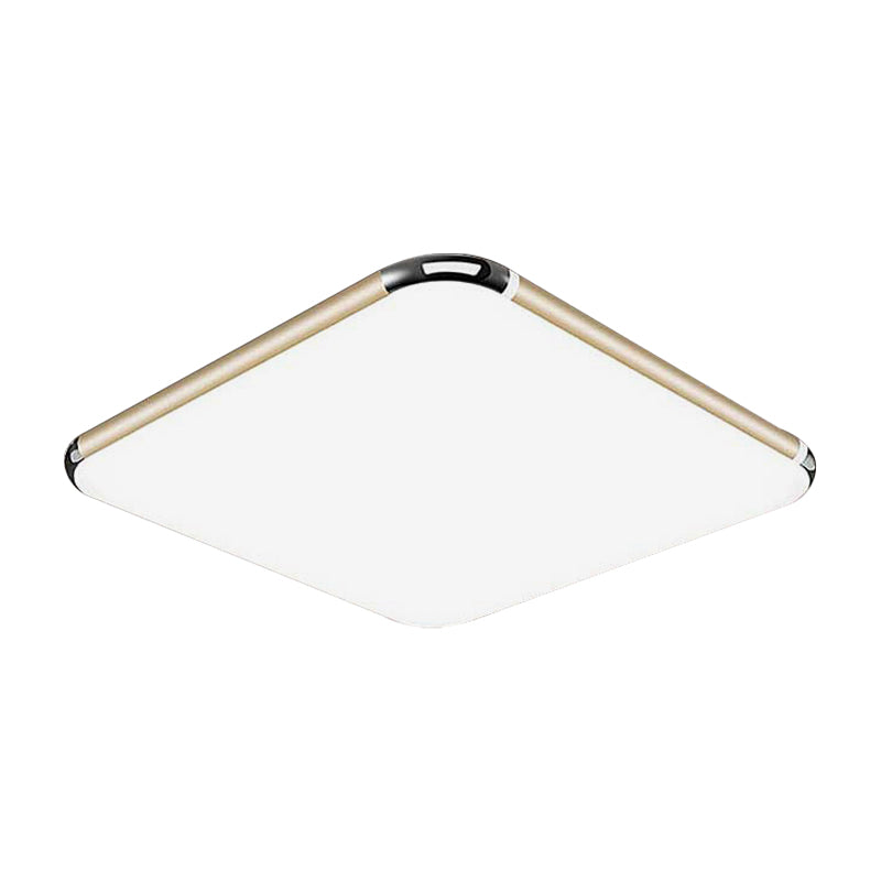 Ultra-Thin Square/Rectangular Flush Light Minimalist Gold LED Ceiling Flush Mount for Bedroom with Acrylic Diffuser, 12"/18"/20.5" Wide