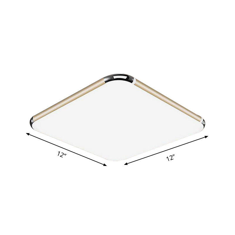 Ultra-Thin Square/Rectangular Flush Light Minimalist Gold LED Ceiling Flush Mount for Bedroom with Acrylic Diffuser, 12"/18"/20.5" Wide