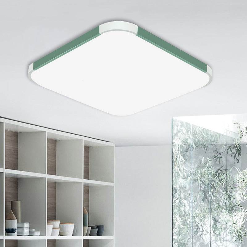 Geometric Flush Mount Lamp Macaron Acrylic Pink/Yellow/Blue LED Flush Mount Lamp, 12"/15"/17" Wide in White/Warm