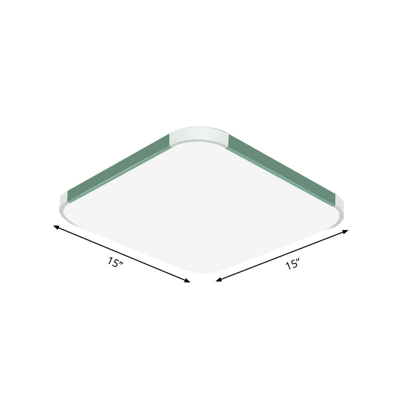 Geometric Flush Mount Lamp Macaron Acrylic Pink/Yellow/Blue LED Flush Mount Lamp, 12"/15"/17" Wide in White/Warm