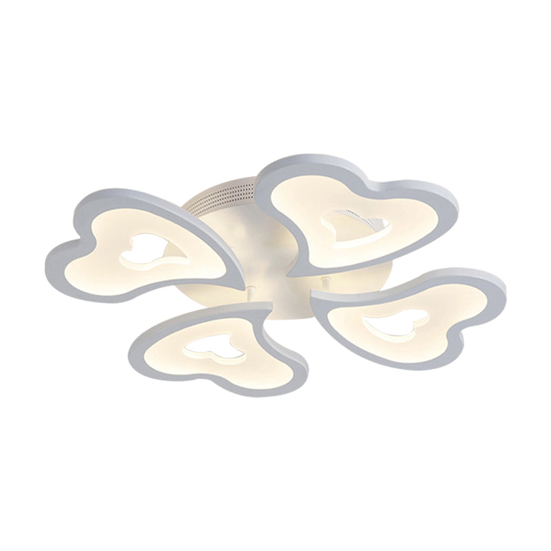 Coeurs lampe de chambre à coucher lampe à chasse d'eau acrylique 3/5/9 Light moderne plafond montage luminaire en lumière chaude / blanc / naturel