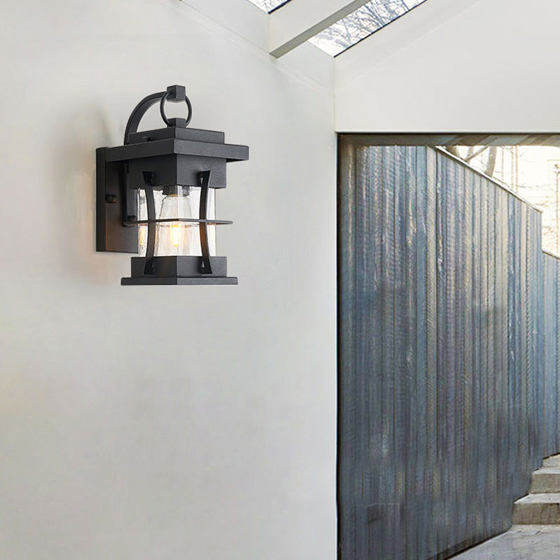 Klares Glas schwarzes Wandleuchter Leichtquadrat/Rechteck 1-leichte Küstenwandlampenleuchte mit Eisenkäfig