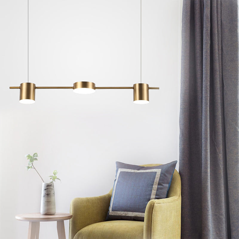 Drum Aluminum Island Pendant Modern Simple 3/5-Head Black/Gold Ceiling Light Fixture in Warm/White Light