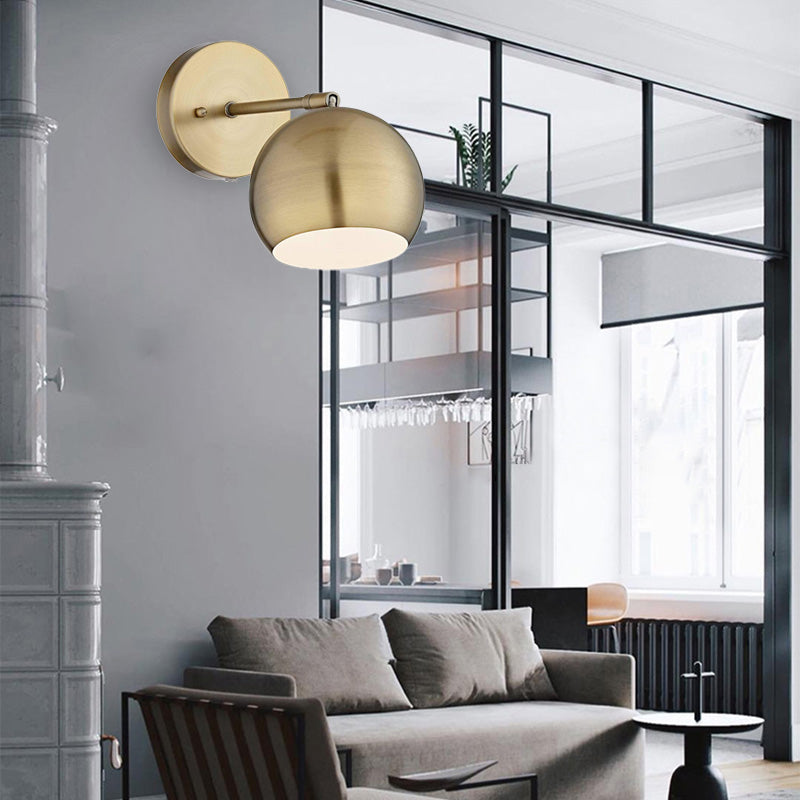 One Lampenwandlicht mit runden Schatten Metall Industrial Wohnzimmer Leuchte in Messing