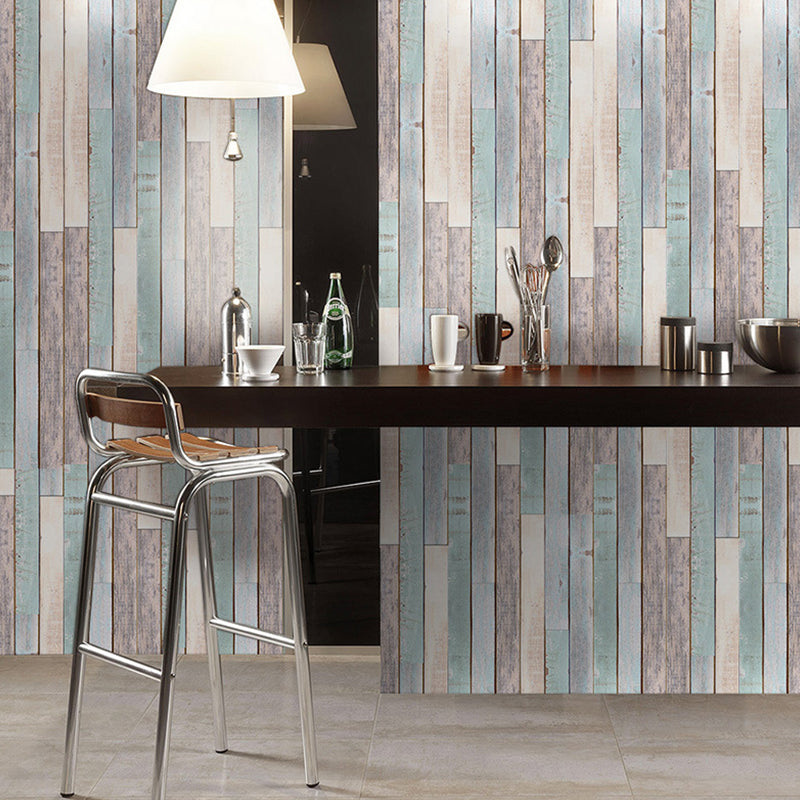 Removable Faux Wood Wallpaper 10' L x 12" W Country Style Wall Art for Living Room